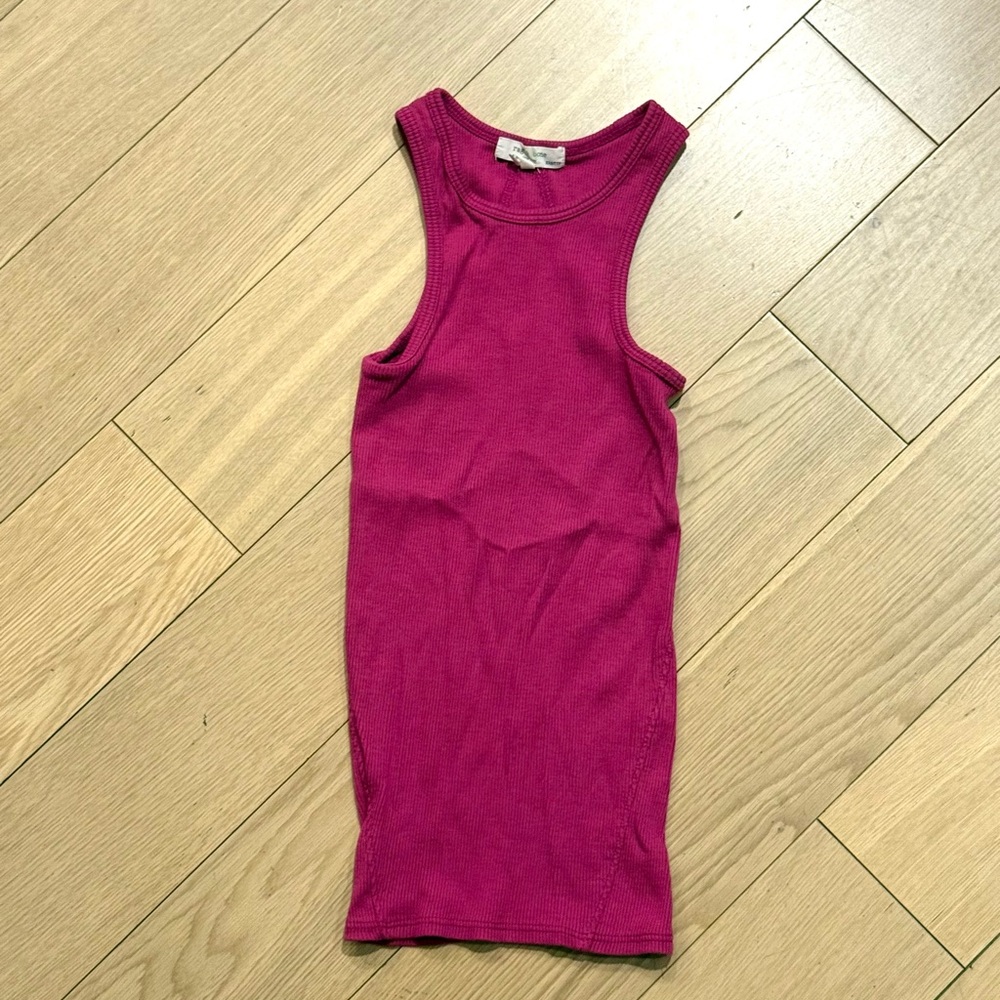 Rag & Bone Ribbed Racer Back Tank in Magenta